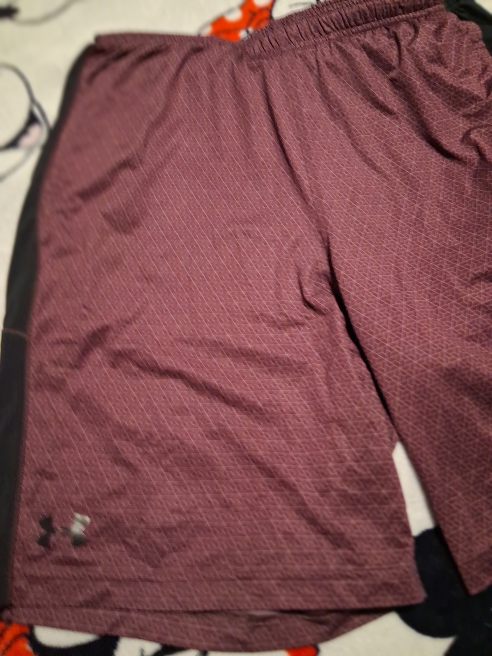Under Armour Men's Burgundy Athletic Shorts with Black Sides